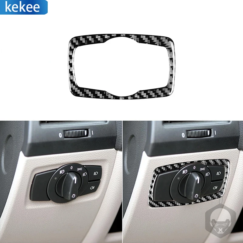 

Наклейки из углеродного волокна для BMW 1 серии E81, E82, E87, E88 2008-2013, рамка переключателя фары, отделка, Стайлинг автомобиля, декоративные аксессу...