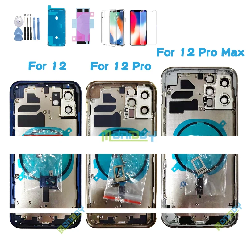 

AAA New High Quality For Iphone 12 Pro Max / 12 Mini / 12Pro Housing Cover Battery Door Rear Chassis Middl Frame with Back Glass