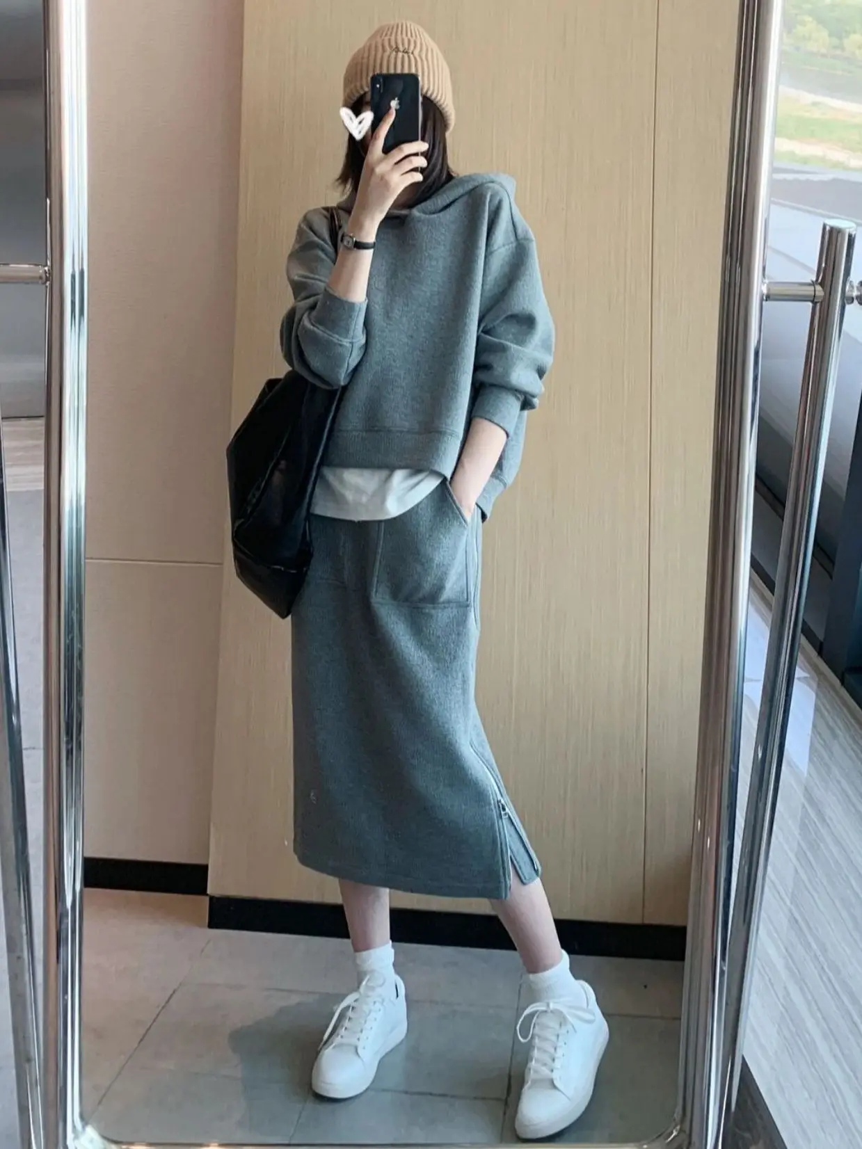 Autumn New Two Piece Sets Women Tracksuit  2022 Spring Skirt Suits Female Sweatshirt Solid Sports Hoodie Sportswear