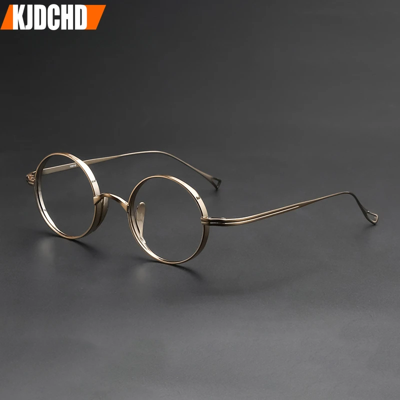 Очки для чтения из чистого титана мужчин и женщин ретро круглые рецептурные