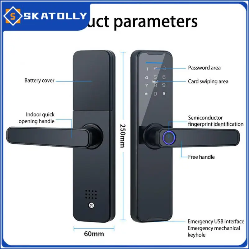 

Tuya Fingerprint Lock Black Usb Emergency Charge Security Wifi Password Lock Silent Biometric Fingerprint Fingerprint Door Lock