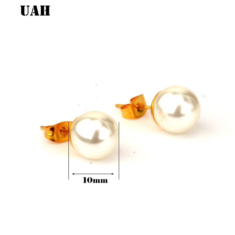 Новинка 2019 г. набор ювелирных изделий из нержавеющей стали с круглым жемчугом и