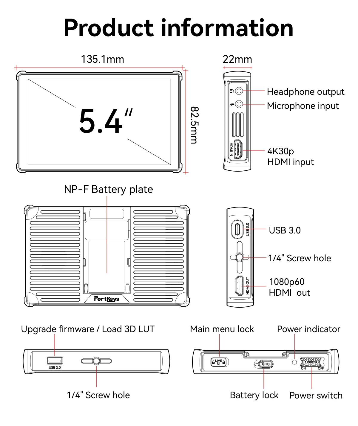 Mortkeys PL5 5 4-дюймовый монитор камеры Live Streamig
