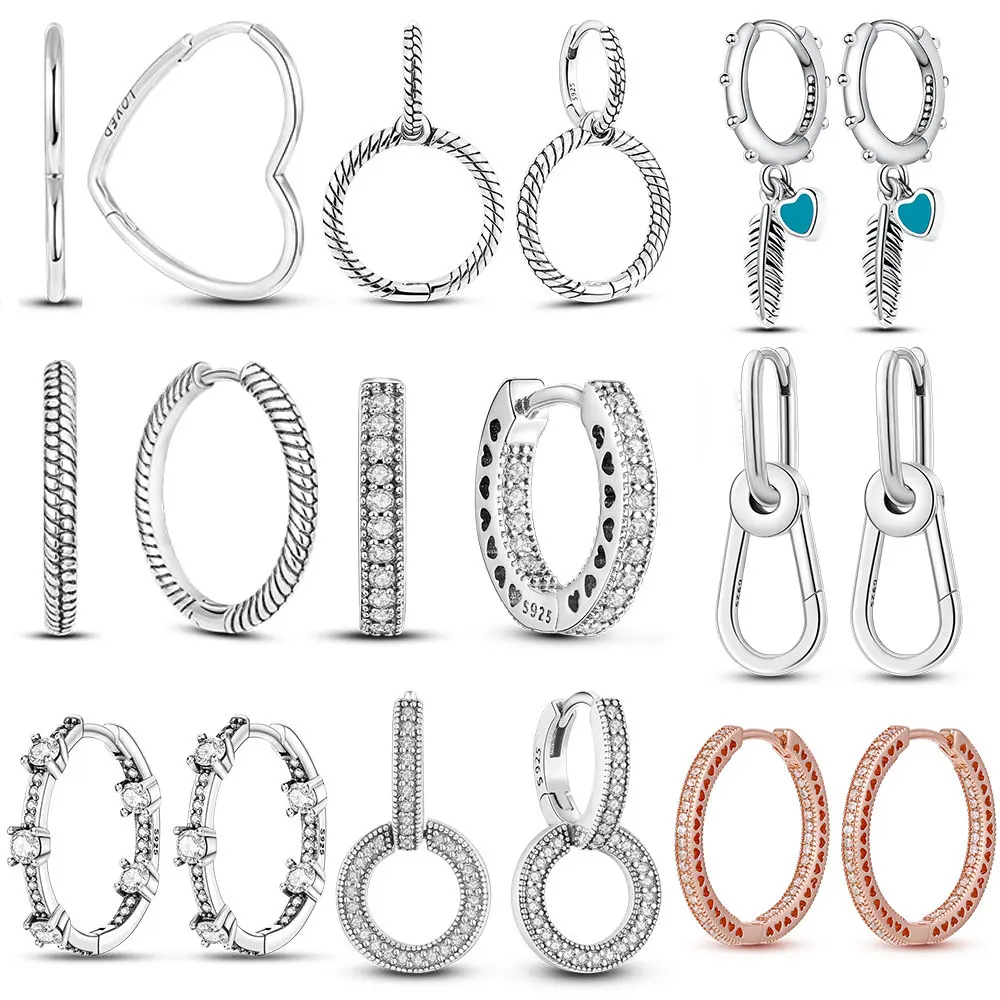 Женские серьги-кольца из серебра 925 пробы с фианитами |