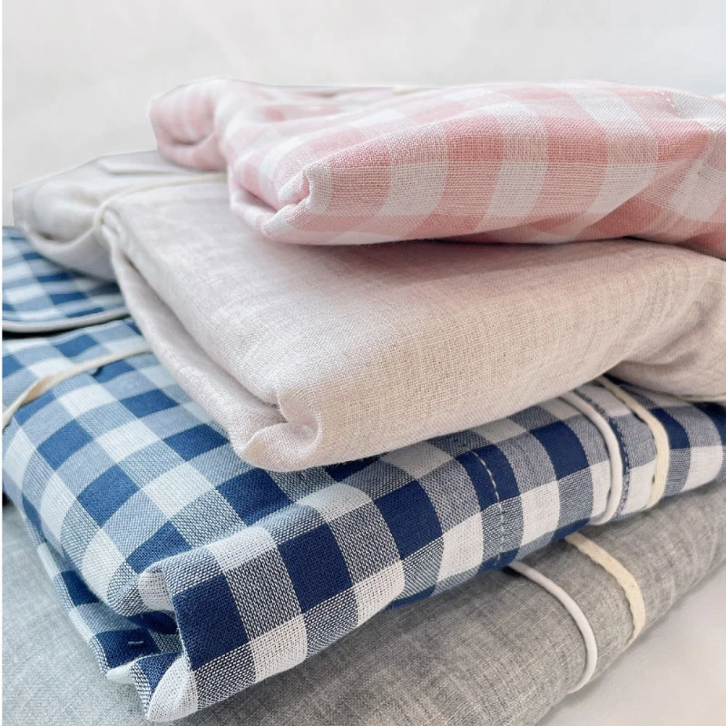 Pajamas Women's Summer Short-sleeved Shorts Pure Cotton Without Side Seams Japanese-style Couple Home Suit Breathable Sleepwear