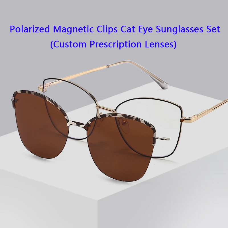 Модные женские очки кошачий глаз поляризационные магнитные фотоаксессуары для