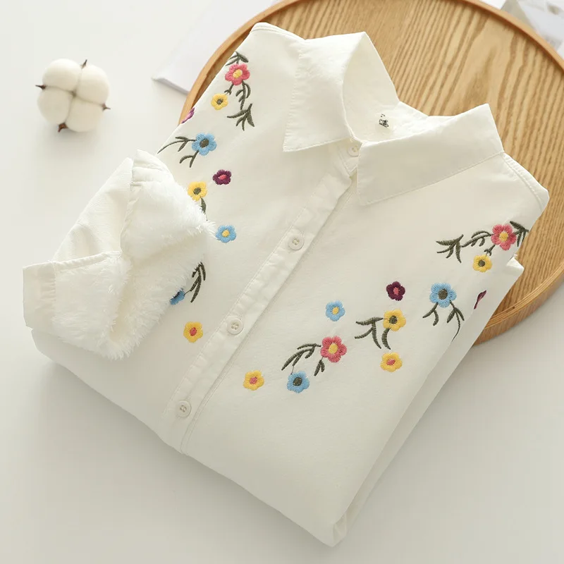 Новая осенняя хлопковая рубашка из плотного флиса женская с длинными рукавами и