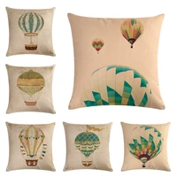 hot air balloon cushion cover linen cotton decoration pillows for sofa living room car housse de coussin 5050 nordic home decor