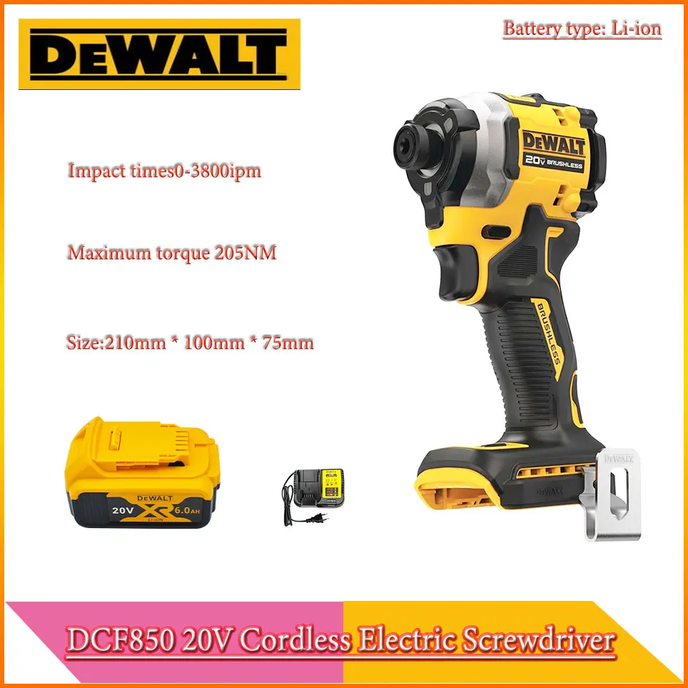 

DEWALT DCF850 18V/20V Cordless Electric Screwdriver 205NM Brushless Motor Dewalt Electric Impact Wrench Rechargable Drill Driver