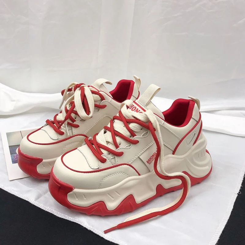 SHANPA High Street Fashion Chunky Sneakers Women Platform American Style Mixed Color Shoes Casual Comfortable Female Footwear