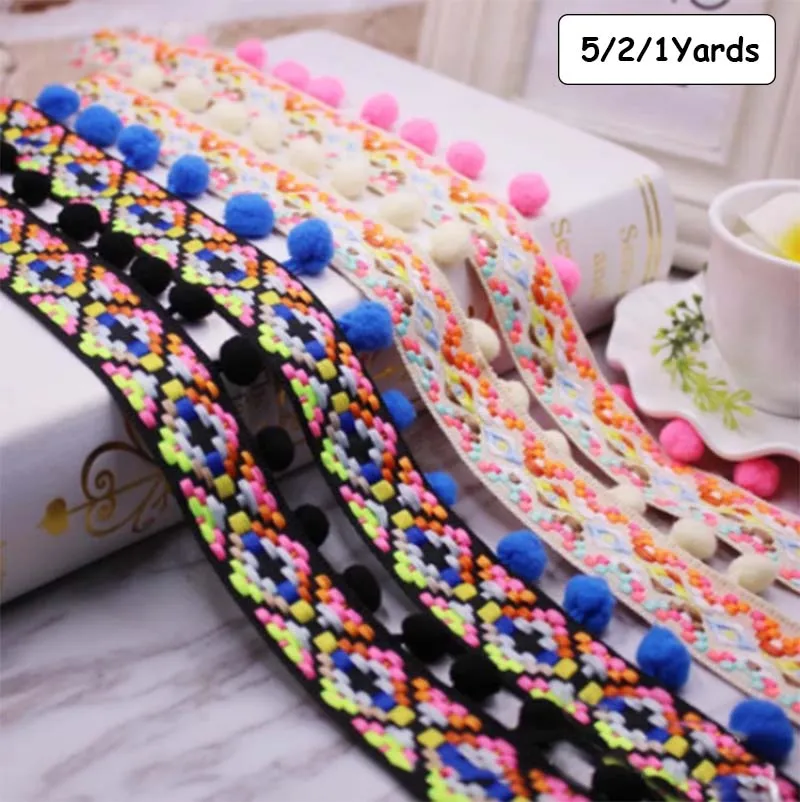 5/2/1 ярд/Лот помпон кисточка шар отделка кружевная ткань Швейные аксессуары