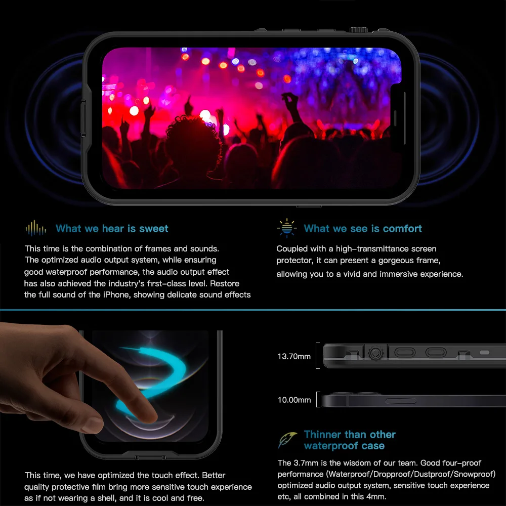 Подходит для iphone12pro max герметичный защитный водонепроницаемый чехол все включено