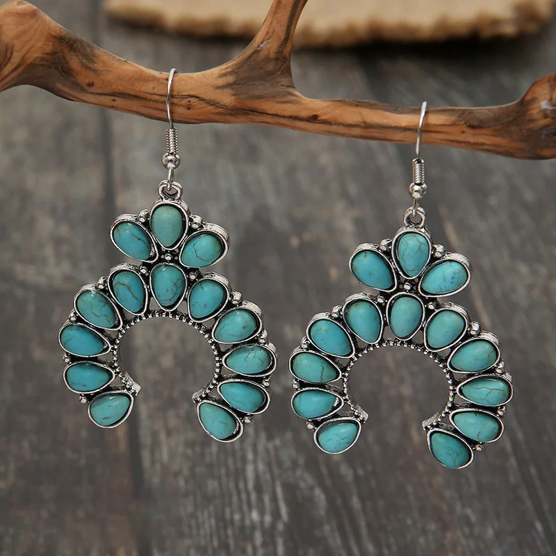 

Bohemian Women Jewelry Earrings Ethnic Earrings Retro Pendant Earrings With Stone Birthday Gifts Hot Selling Gifts