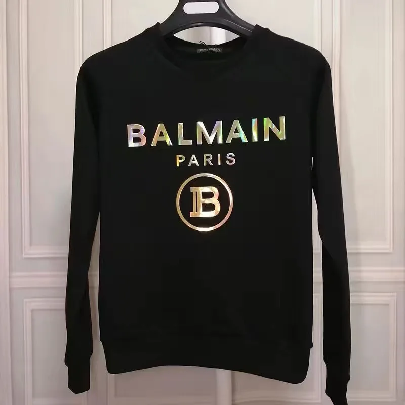 

2022 new sweater raglan sleeves gold and silver sequins letters terry pullover long-sleeved T-shirt unisex