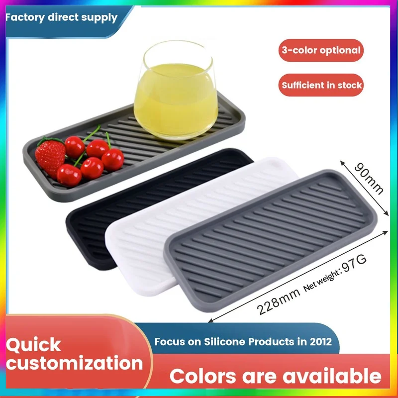

Silicone Drain Tray For Tableware Water Cup Fruit Vegetable Kitchen Sink Organizer Storage Tray Holder Soap Dispenser
