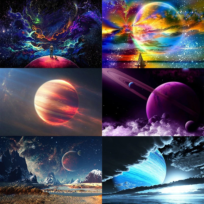 

5D DIY Diamond Painting Kit Planet Galaxy Psychedelic Nebula Landscape Full Drill Cross Stitch Embroidery Wall Arts Home Decor