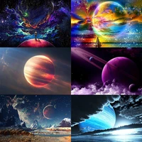 5d diy diamond painting kit planet galaxy psychedelic nebula landscape full drill cross stitch embroidery wall arts home decor