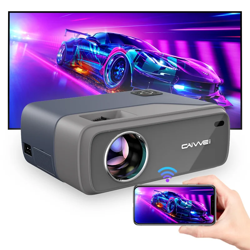 

CAIWEI New Android 9.0 WiFi Projector Full HD 1080P 4K LED LCD TV Video Movie Smartphone Mini Big Screen Proyector