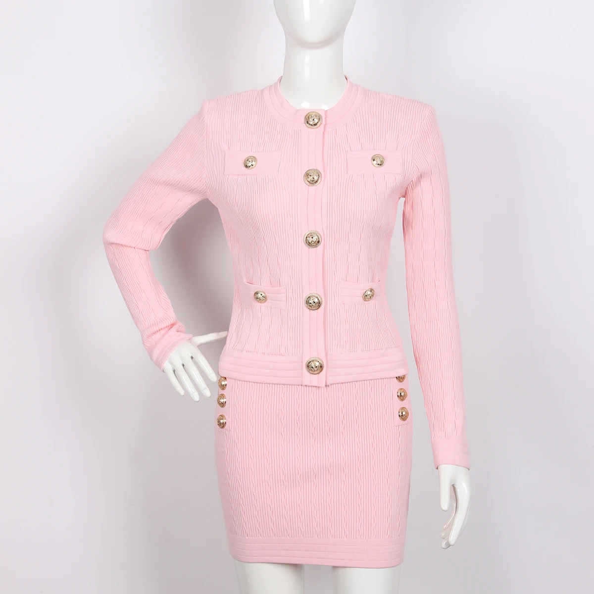 

Новинка весна-осень 2023 высококачественный вязаный комплект знаменитостей высококачественный Кардиган с длинным рукавом и круглым вырезом...