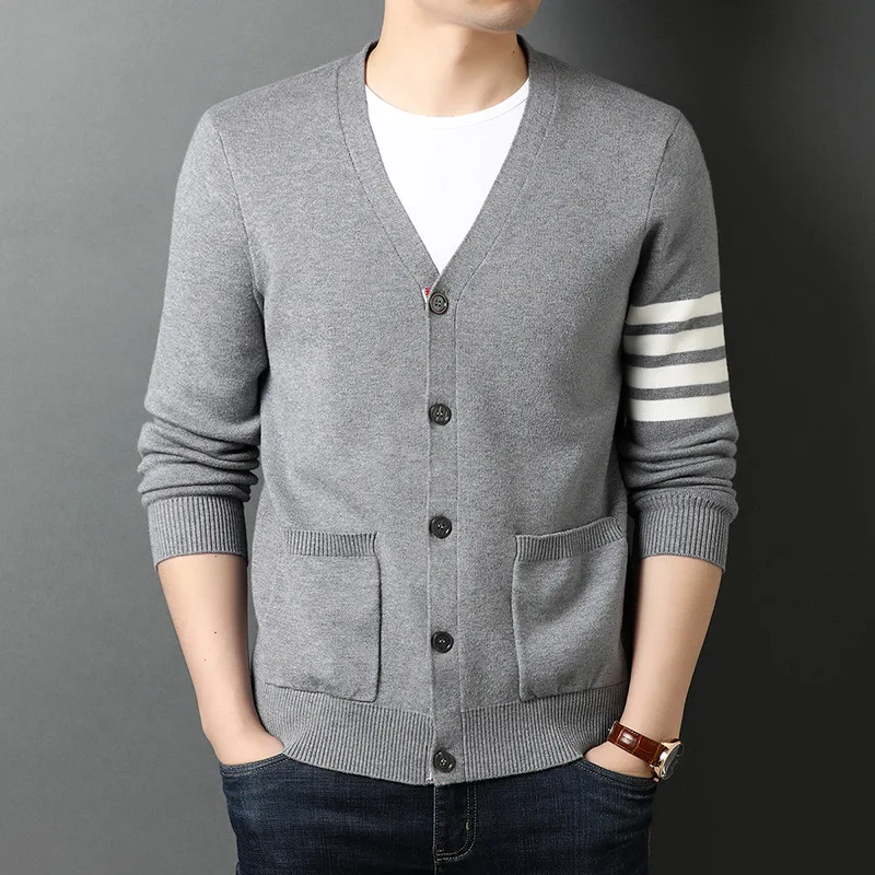 2023 Spring New Fashion Knitted Men Cardigan Sweater Korean Style Casual Streetwear Coats Thin Jacket Mens Top Clothing M-3XL