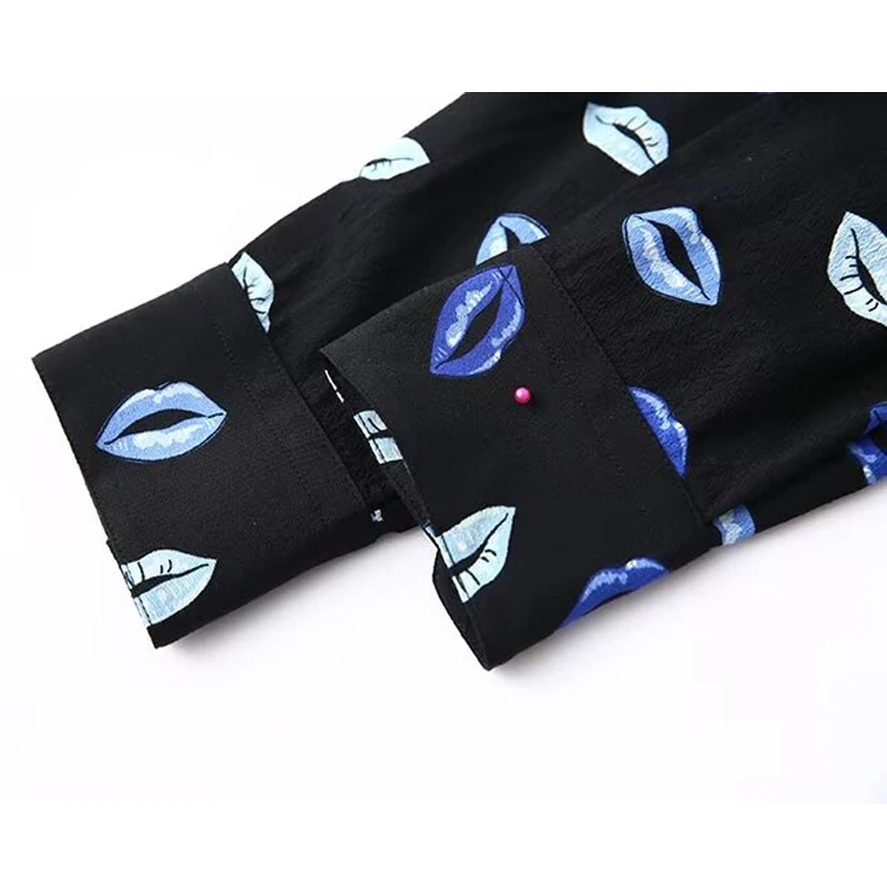 Женские рубашки с принтом TRAF 2024 рубашка на пуговицах женские длинным рукавом и