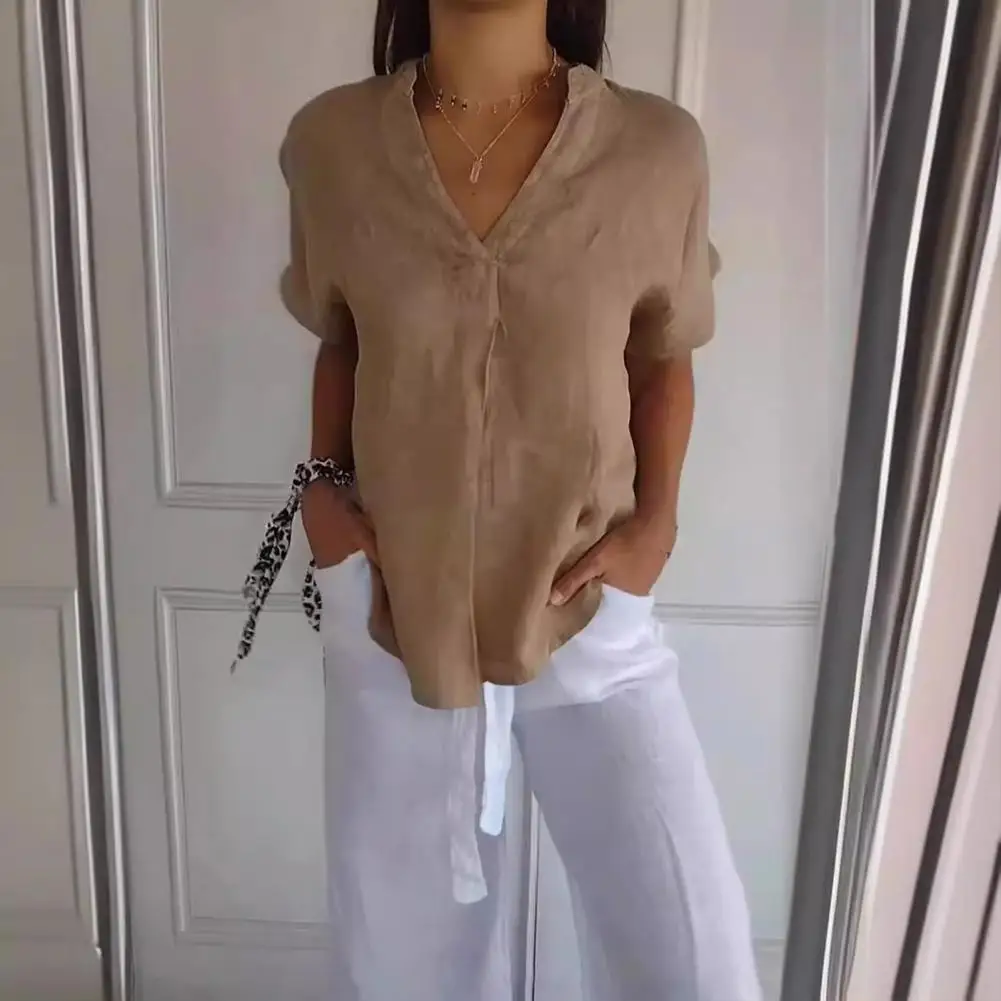 Женская Однотонная футболка универсальная элегантная однотонная женская с