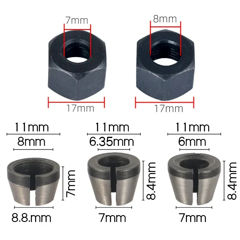 

1/3/5 шт. 6 мм 6,35 мм 8 мм фреза цанговый адаптер обрезной станок электрическая шлифовальная машина патрон аксессуары детали электроинструмента