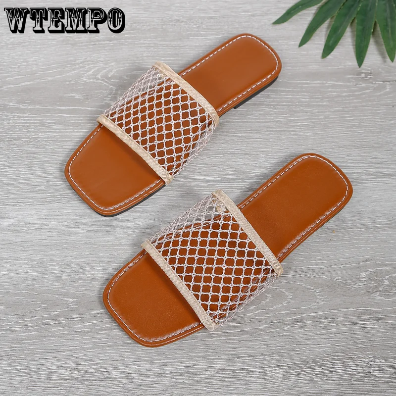 WTEMPO Novelty Slippers 2023 Summer Women's Hollow Out Minimalist Leisure Vacation Style Outdoor Beach Shoes Wholesale