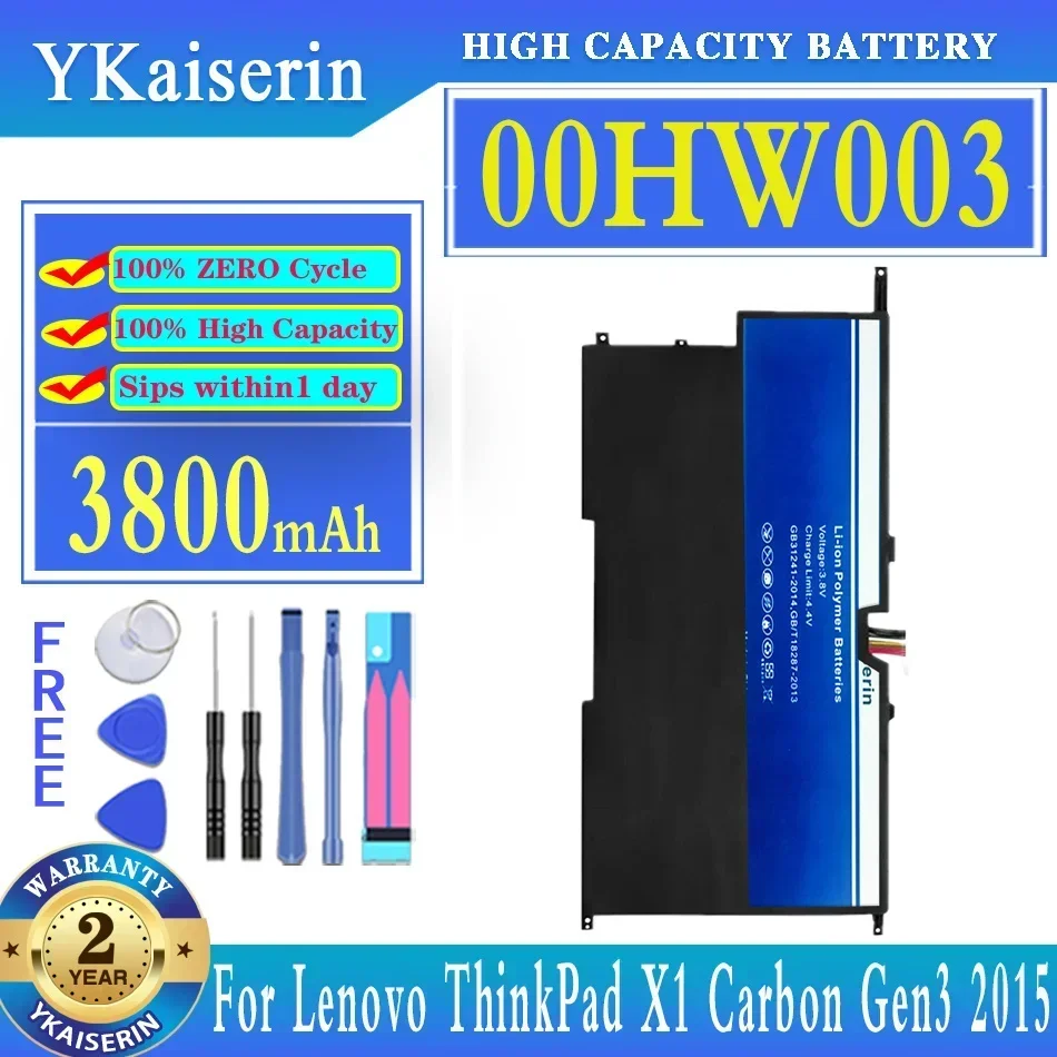 Аккумулятор для ноутбука Lenovo ThinkPad X1 Carbon Gen3 2015 Gen2 2014 00HW002 45N1702 SB10F46440 45N1700 00HW003 3800 мАч