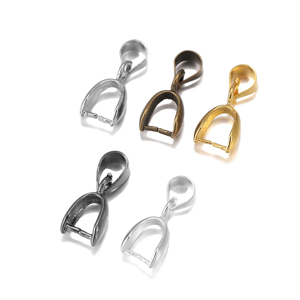 100pcs/lot 5x14mm 6x17mm 8x20mm 6 Colors Plated Pendants Clasps Clips Bails Connectors Copper Charm Bail Beads Jewelry Findings