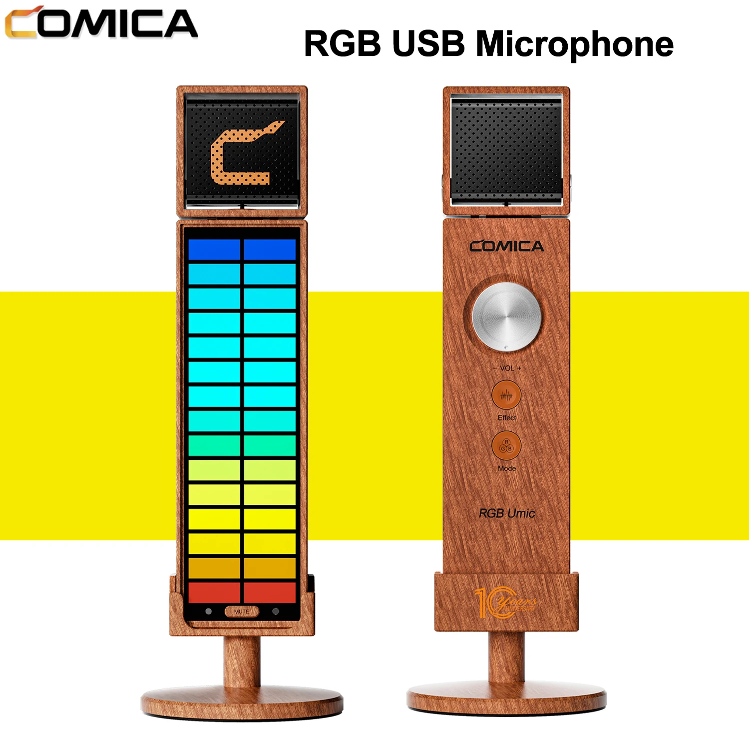 Comica Umic USB Microphone for PC Laptop Tablet Smartphone Cardioid Condenser Mic for YouTube Gaming Streaming RGB Light Effect