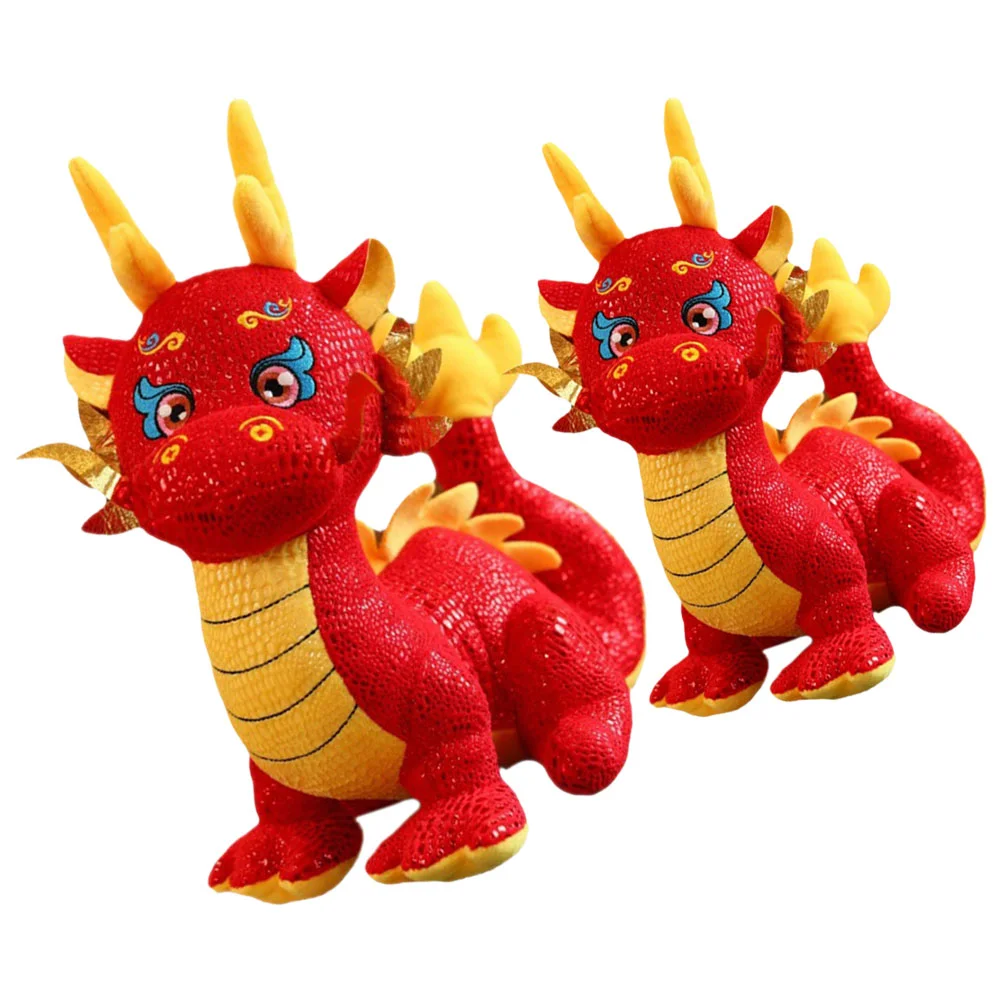 

2pcs Mascot Dragon Toy Stuffed Dragon Toy New Year Dragon Mascot Toy Toy Gift