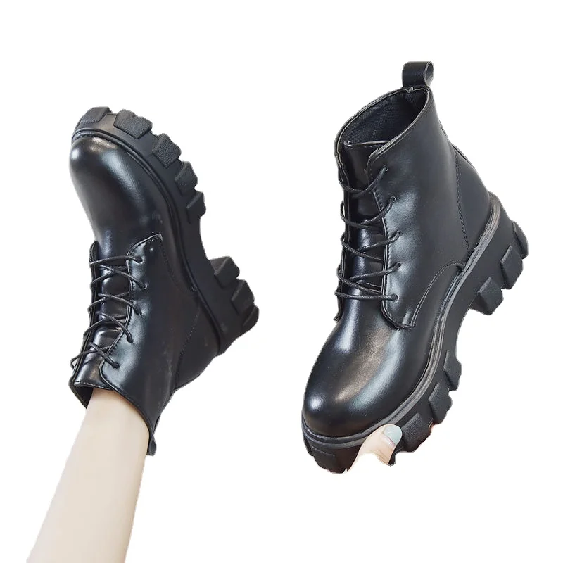 Women's Casual Boots Round Head Lace-up Zipper 2022 Autumn New Fashtion Platform Square Heel Women's Chelsea Ankle Boots