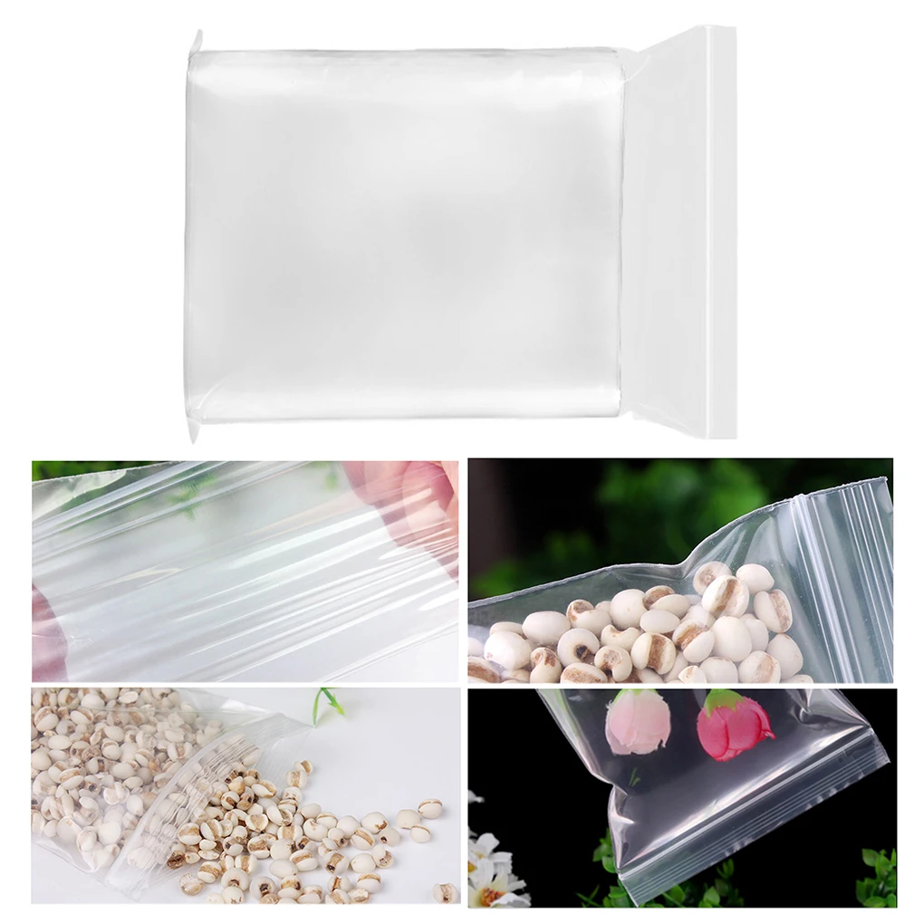 

100pcs/Bag Resealable Zip Lock Bags Self Seal Clear Plastic Poly Bag Food Storage Package Reclosable Vacuum Fresh Bag Pouches