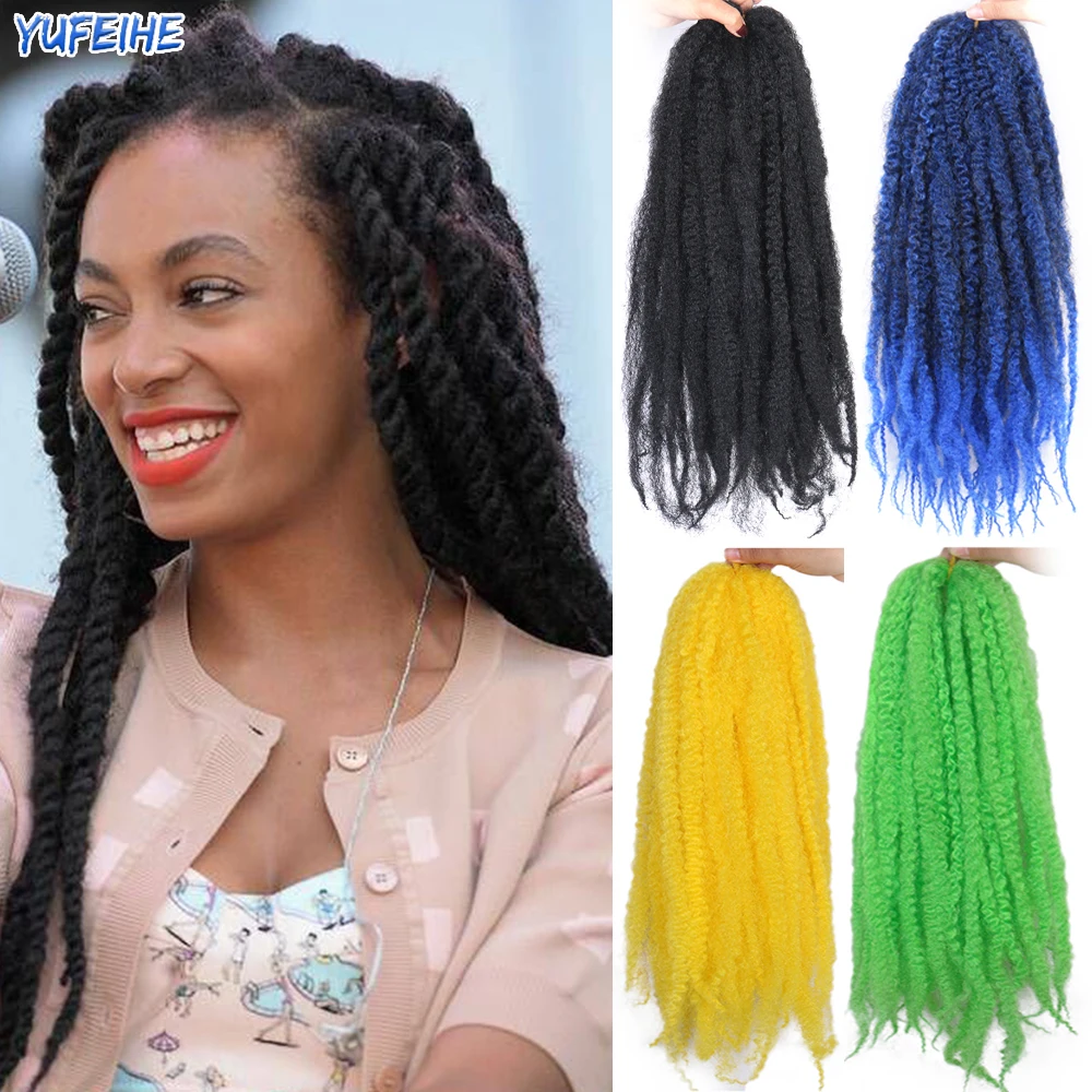 

Afro Marley Hair Colored Hair For Braiding Synthetic Hair For Braiding Blue Marley Twist Hair Ombre Crochet Braids Hair Black