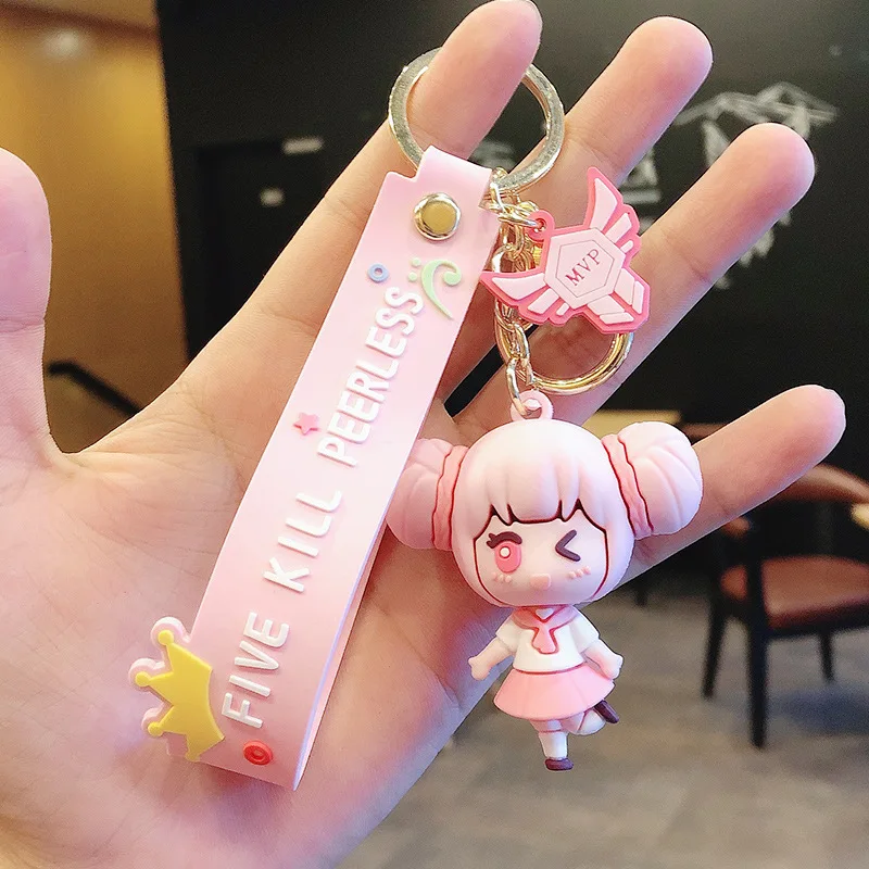 

Cartoon Hand-made Doll Keychain Silicone Keychain Cute Doll Girlfriends Bag Pendant Gift Anime Car Accessories Key Ring