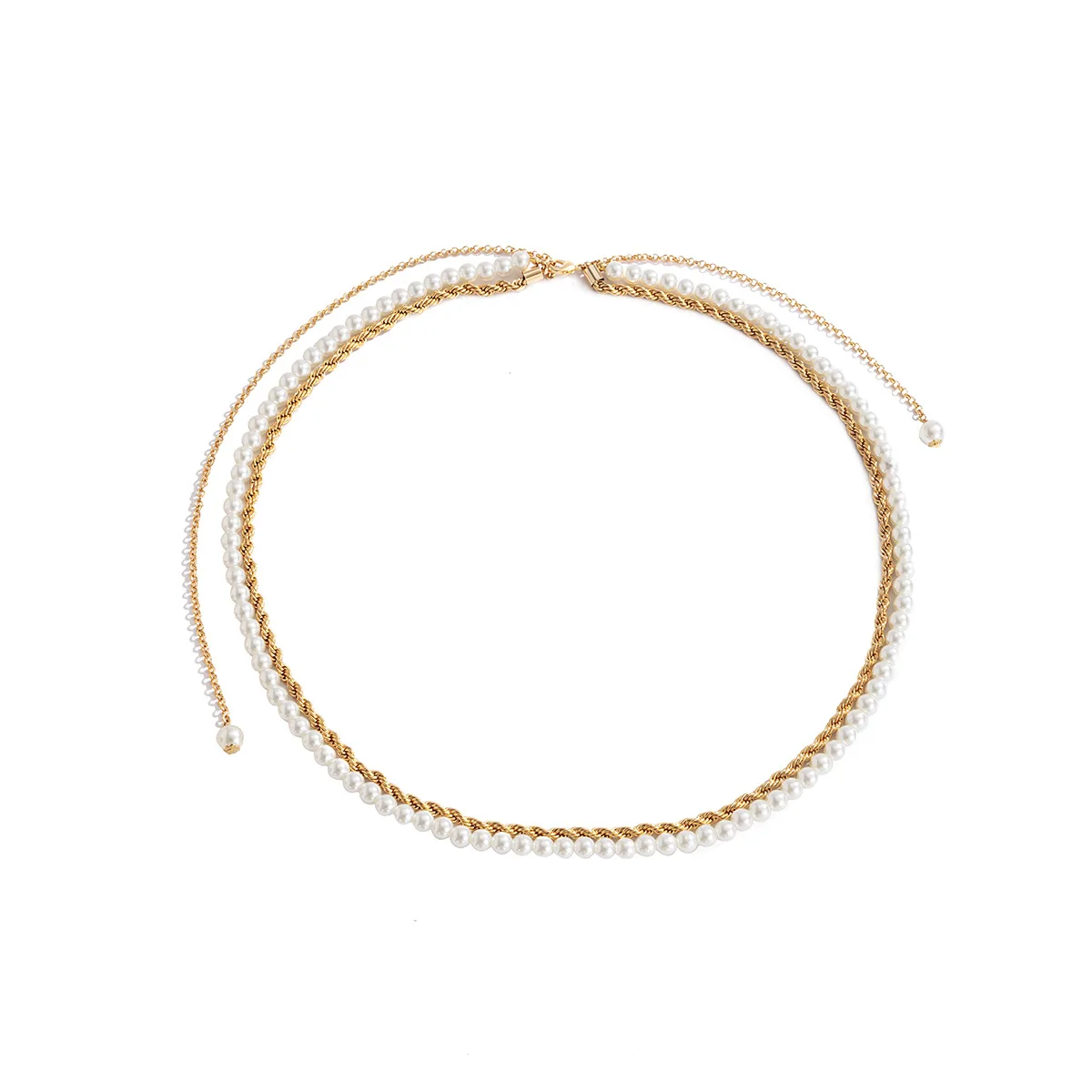 

Retro Double Layer Pearl Waist Chain Twist Chain Belly Chain Belt Body Chain Accessories Jewelry for Women and Girls