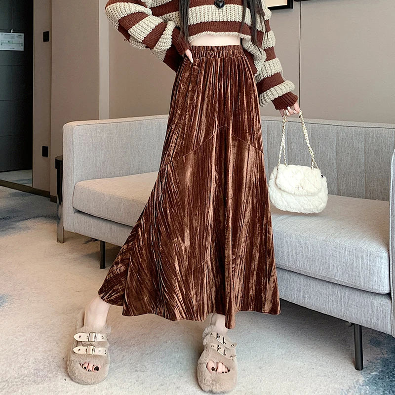 

Женская винтажная юбка с высокой талией, Офисная повседневная юбка составного кроя в Корейском стиле, верхняя одежда для работы и осени и зимы