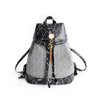 traveasy 2022 new womens weaving tassels stitching trend backpack fashion stitching bag personality straw knapsack