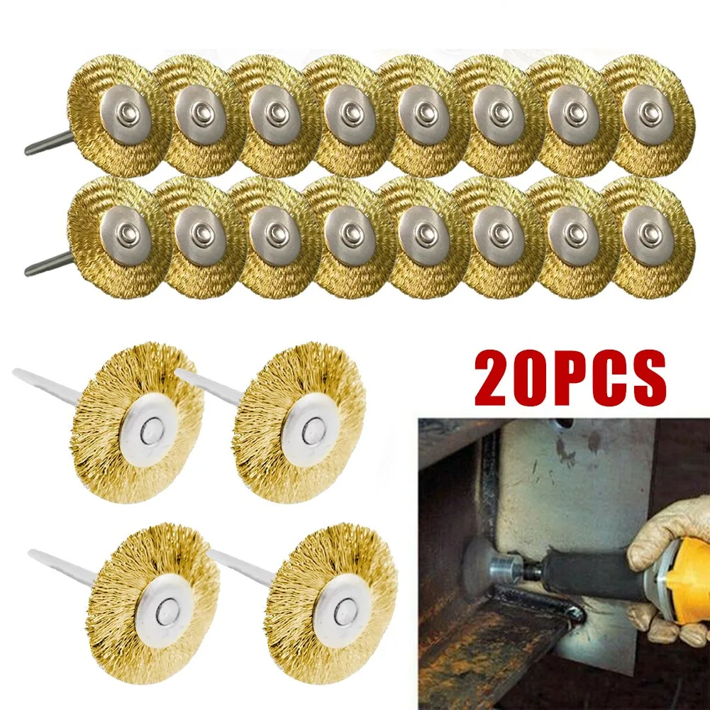 20pcs Copper Wire Brushs Copper Wire Brass Wire Wheel Brushes 3.175x25mm Polishing Tools For Grinder Accessories