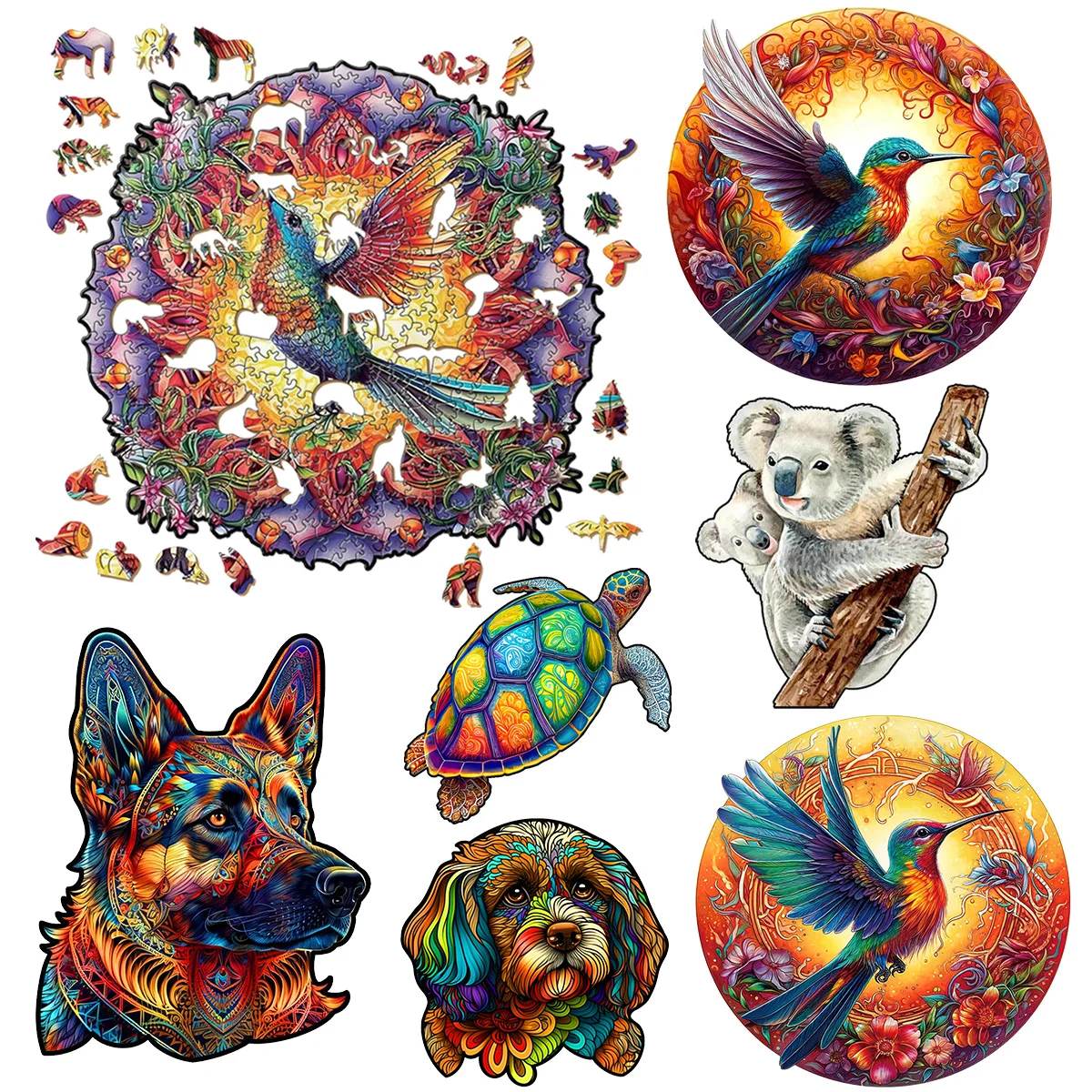 Усовершенствованные нестандартные деревянные пазлы-животные колибри сказочные