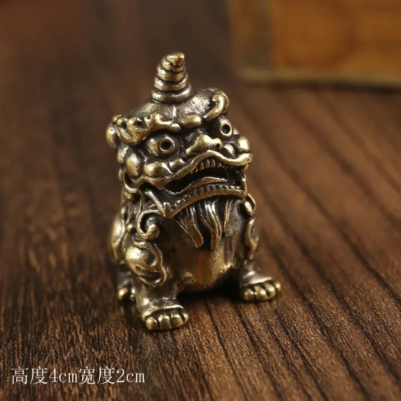 Антикварная медная статуя китайского единорога маленький орнамент винтажные