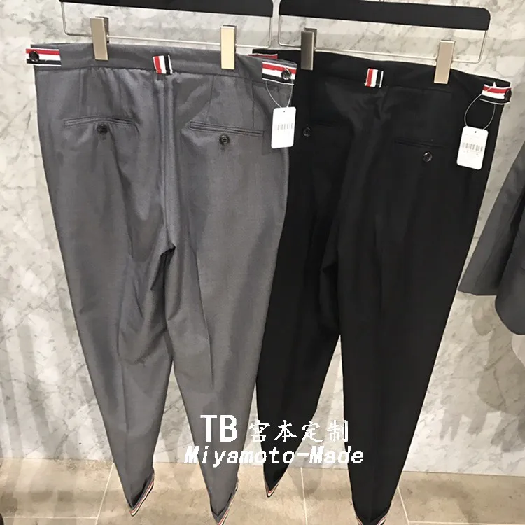 

Spring red, white and blue ribbon TB nine-point trousers slim fit men's and women's same style casual pants recommended