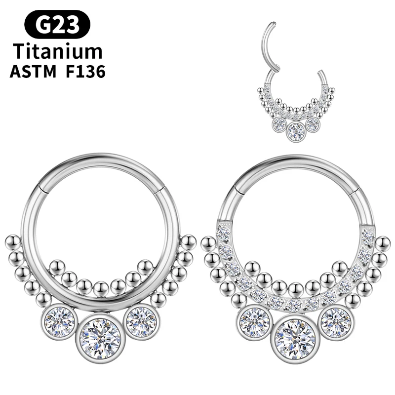 

Tragus Piercing Titanium Zircon Cartilage Septum Nose Ring G23 Sexy Hinge Segment Zircon Clips Labret Industrial Body Jewelry