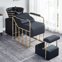 modern styling salon furniture gold black bed ceramic bowl set backwash massage sink shampoo chair