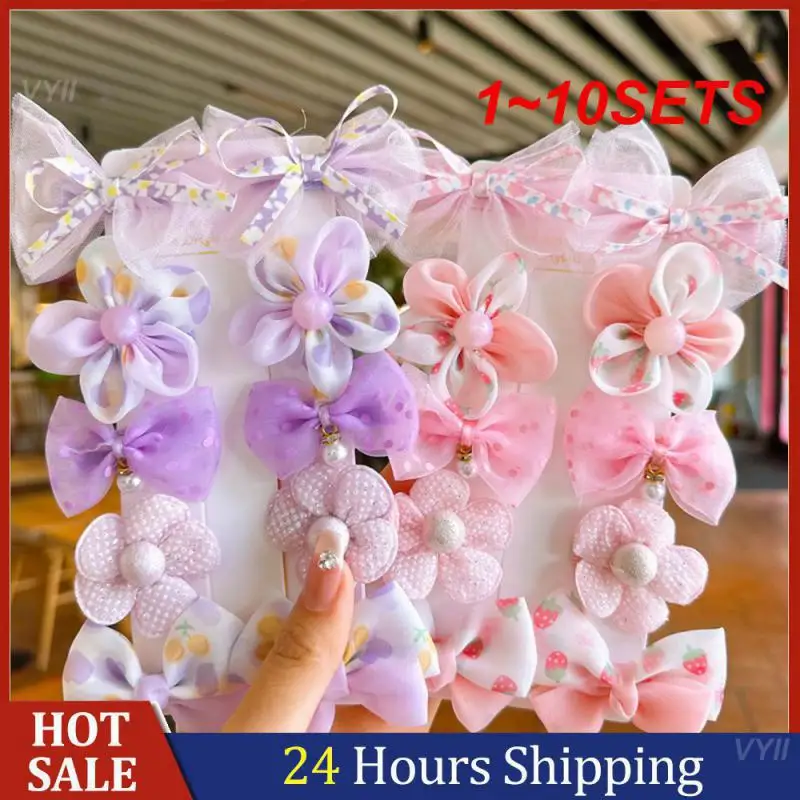 1-10 комплектов детская заколка для волос материал безопасный бант зажим