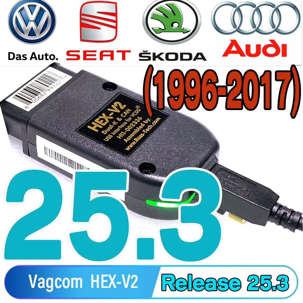 

2025 VCDS VAGCOM 25.3 HEX CAN USB Obd сканер ДЛЯ VW AUDI Skoda Seat VAG Многоязычный ATMEGA162 AUTOCOM VAG HEX V2 ИНСТРУМЕНТ