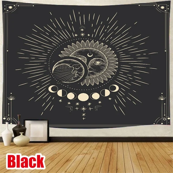 India Mandala Tapestry Wall Hanging Sun Moon Tarot Wall Tapestry Wall Carpet Psychedelic Tapiz Witchcraft Wall Cloth Tapestries images - 6