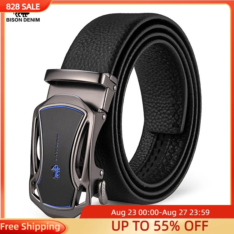 

BISON DENIM Men Genuine Leather Belts Automatic Buckle Belts for Men Brand Luxury High Quality Business Strap for Male N71653