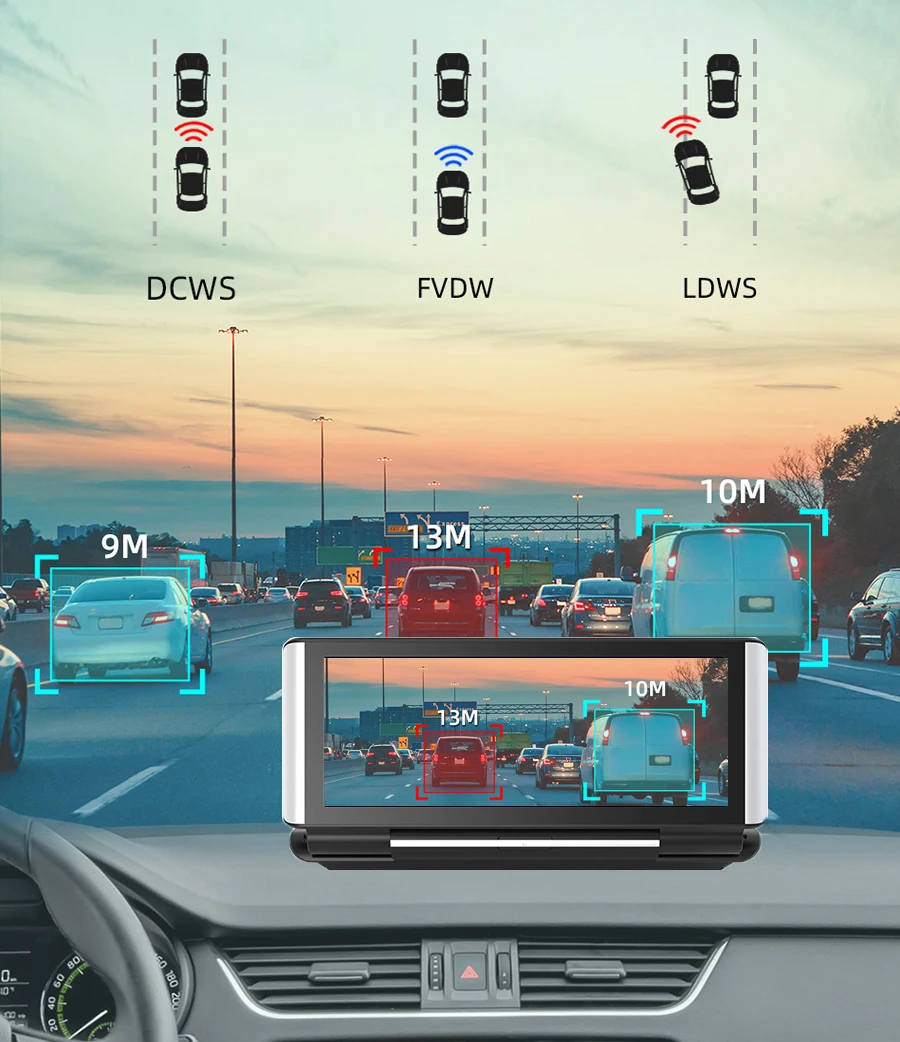7-дюймовый Android 8.1 Автомобильное зеркало заднего вида DVR 4G Dash Cam GPS-навигация ADAS 1080P